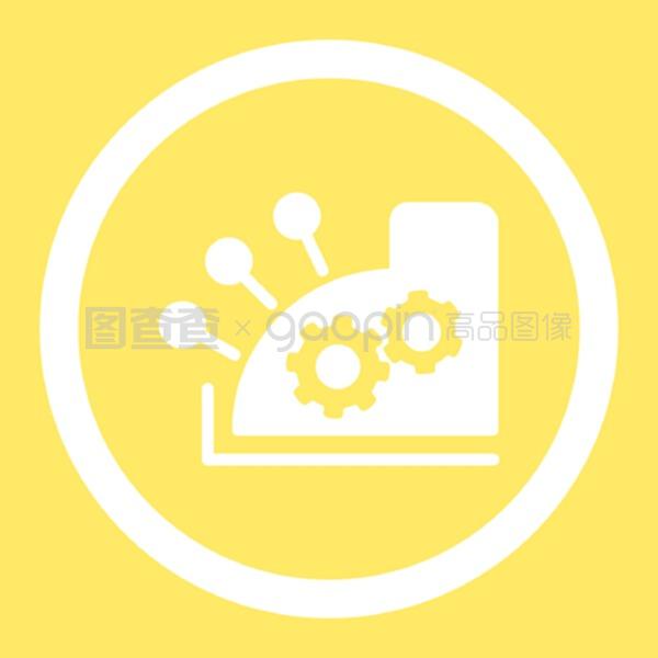 收银机平面白色圆形矢量图标